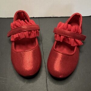 Baby Deer Glitter Red Ribbon Strap Girl Shoes Size 8 New In Box Super Cute